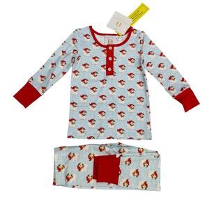 NWT Swoon Baby Size 7 Santa Baby 2pc Butterknit Blue Pocket PJ Set